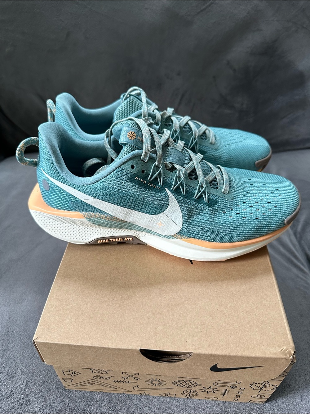 Nike Women's Teal and Peach Trail Running Shoes